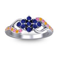 Blue Sapphire Fashion Ring In 18k White Gold With Citrine And Pink Tourmaline – Torana Simple Ring