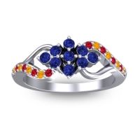 Blue Sapphire Fashion Ring In 18k White Gold With Citrine And Ruby – Torana Simple Ring