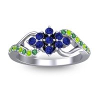 Blue Sapphire Fashion Ring In 18k White Gold With Peridot And Emerald – Torana Simple Ring