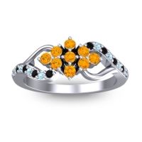 Citrine Fashion Ring In Palladium With Aquamarine And Black Onyx – Torana Simple Ring