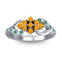 Citrine Fashion Ring In Palladium With Aquamarine And Emerald – Torana Simple Ring