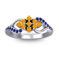 Citrine Fashion Ring In 18k White Gold With Blue Sapphire – Torana Simple Ring