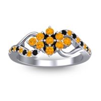 Citrine Fashion Ring In Palladium With Black Onyx – Torana Simple Ring