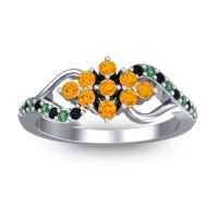Citrine Fashion Ring In 18k White Gold With Emerald And Black Onyx – Torana Simple Ring