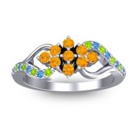 Citrine Fashion Ring In Palladium With Swiss Blue Topaz And Peridot – Torana Simple Ring