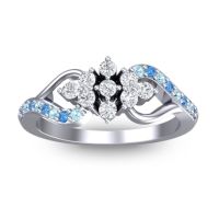 Diamond Fashion Ring In 14k White Gold With Swiss Blue Topaz And Aquamarine – Torana Simple Ring