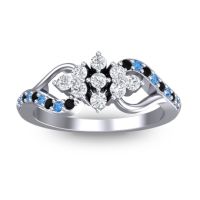 Diamond Fashion Ring In 14k White Gold With Swiss Blue Topaz And Black Onyx – Torana Simple Ring
