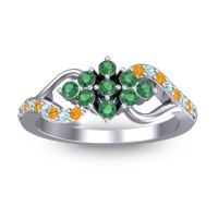 Emerald Fashion Ring In 14k White Gold With Aquamarine And Citrine – Torana Simple Ring