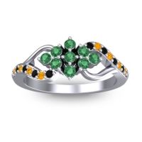 Emerald Fashion Ring In 14k White Gold With Citrine And Black Onyx – Torana Simple Ring