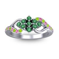 Emerald Fashion Ring In 14k White Gold With Pink Tourmaline And Peridot – Torana Simple Ring