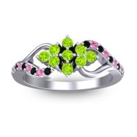 Peridot Fashion Ring In Palladium With Pink Tourmaline And Black Onyx – Torana Simple Ring