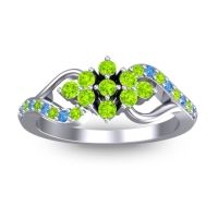 Peridot Fashion Ring In Palladium With Swiss Blue Topaz – Torana Simple Ring