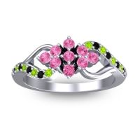 Pink Tourmaline Fashion Ring In Palladium With Black Onyx And Peridot – Torana Simple Ring