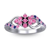 Pink Tourmaline Fashion Ring In Palladium With Blue Sapphire – Torana Simple Ring