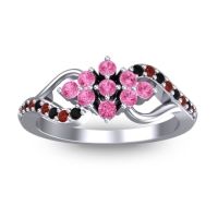 Pink Tourmaline Fashion Ring In Platinum With Garnet And Black Onyx – Torana Simple Ring