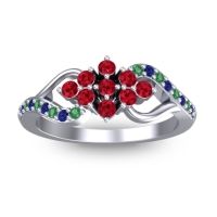 Ruby Fashion Ring In Platinum With Blue Sapphire And Emerald – Torana Simple Ring