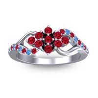 Ruby Fashion Ring In 18k White Gold With Swiss Blue Topaz – Torana Simple Ring