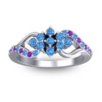 Swiss Blue Topaz Fashion Ring In Platinum With Amethyst – Torana Simple Ring