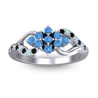 Swiss Blue Topaz Fashion Ring In Palladium With Aquamarine And Black Onyx – Torana Simple Ring
