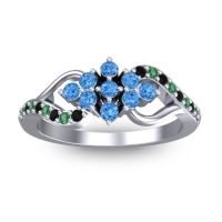 Swiss Blue Topaz Fashion Ring In 18k White Gold With Emerald And Black Onyx – Torana Simple Ring