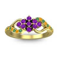 Amethyst Fashion Ring In 18k Yellow Gold With Citrine And Emerald – Torana Simple Ring