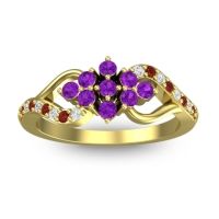 Amethyst Fashion Ring In 18k Yellow Gold With Garnet And Lab Diamond – Torana Simple Ring