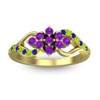 Amethyst Fashion Ring In 18k Yellow Gold With Peridot And Blue Sapphire – Torana Simple Ring