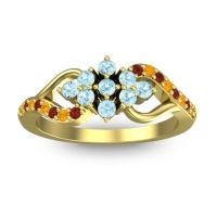 Aquamarine Fashion Ring In 18k Yellow Gold With Citrine And Garnet – Torana Simple Ring
