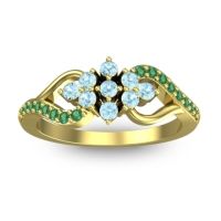 Aquamarine Fashion Ring In 18k Yellow Gold With Emerald – Torana Simple Ring
