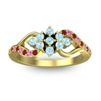 Aquamarine Fashion Ring In 18k Yellow Gold With Pink Tourmaline And Garnet – Torana Simple Ring