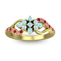 Aquamarine Fashion Ring In 18k Yellow Gold With Pink Tourmaline And Ruby – Torana Simple Ring