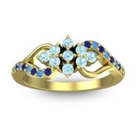 Aquamarine Fashion Ring In 18k Yellow Gold With Swiss Blue Topaz And Blue Sapphire – Torana Simple Ring