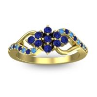 Blue Sapphire Fashion Ring In 18k Yellow Gold With Swiss Blue Topaz – Torana Simple Ring