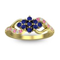 Blue Sapphire Fashion Ring In 18k Yellow Gold With Lab Diamond And Pink Tourmaline – Torana Simple Ring