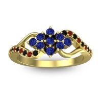 Blue Sapphire Fashion Ring In 18k Yellow Gold With Garnet And Black Onyx – Torana Simple Ring