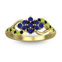 Blue Sapphire Fashion Ring In 18k Yellow Gold With Peridot And Black Onyx – Torana Simple Ring