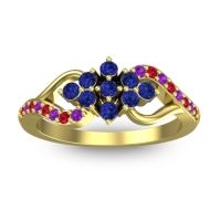 Blue Sapphire Fashion Ring In 18k Yellow Gold With Ruby And Amethyst – Torana Simple Ring