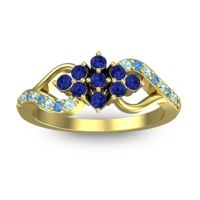 Blue Sapphire Fashion Ring In 18k Yellow Gold With Swiss Blue Topaz And Aquamarine – Torana Simple Ring