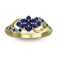 Blue Sapphire Fashion Ring In 18k Yellow Gold With Swiss Blue Topaz – Torana Simple Ring