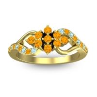 Citrine Fashion Ring In 18k Yellow Gold With Aquamarine – Torana Simple Ring