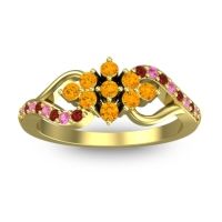 Citrine Fashion Ring In 18k Yellow Gold With Pink Tourmaline And Garnet – Torana Simple Ring