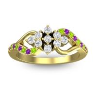 Diamond Fashion Ring In 14k Yellow Gold With Amethyst And Peridot – Torana Simple Ring