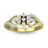 Lab Diamond Fashion Ring In 18k Yellow Gold With Aquamarine – Torana Simple Ring