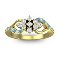 Diamond Fashion Ring In 14k Yellow Gold With Aquamarine And Swiss Blue Topaz – Torana Simple Ring