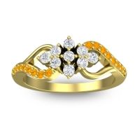 Diamond Fashion Ring In 14k Yellow Gold With Citrine – Torana Simple Ring