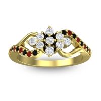 Diamond Fashion Ring In 14k Yellow Gold With Garnet And Black Onyx – Torana Simple Ring