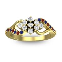 Diamond Fashion Ring In 14k Yellow Gold With Garnet And Blue Sapphire – Torana Simple Ring