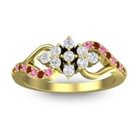 Diamond Fashion Ring In 14k Yellow Gold With Garnet And Pink Tourmaline – Torana Simple Ring