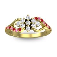 Diamond Fashion Ring In 14k Yellow Gold With Pink Tourmaline And Ruby – Torana Simple Ring