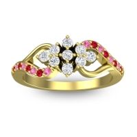 Lab Diamond Fashion Ring In 18k Yellow Gold With Ruby And Pink Tourmaline – Torana Simple Ring